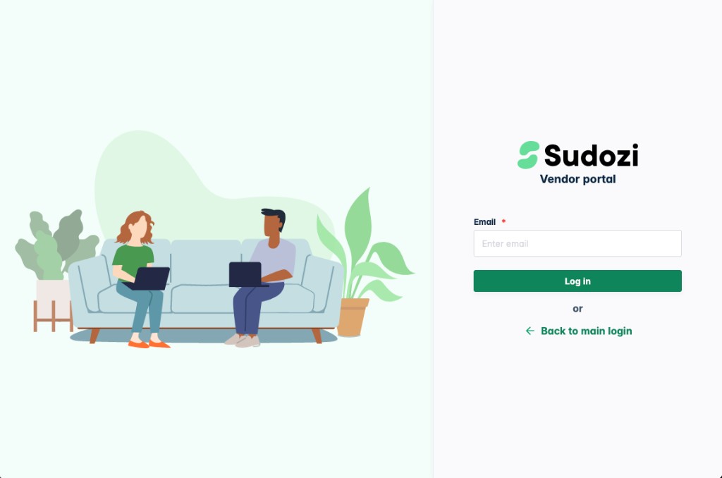 Sudozi Vendor Portal login page